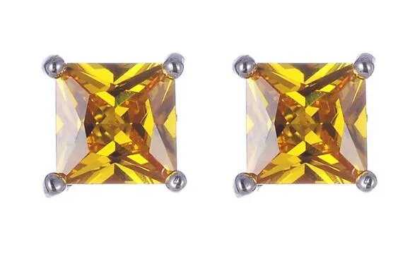 5.59CT Asscher Cut Canary Stadniny Kolczyki 14K żółte złoto