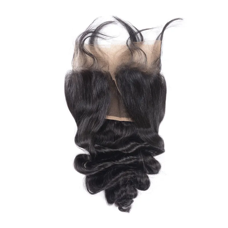 Malaio barato extensões de cabelo virgem humano pacotes de onda solta com laço frontal 13 x 4 tramas de cabelo de fechamento com frontal 4 peças2457092