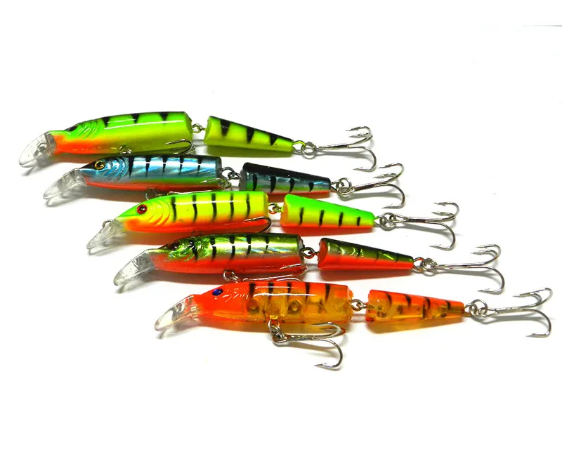 2 Sections Fishing Minnow Lure Artificial Bait with Treble Hooks 10.5CM 9.6g Plastic Hard Bait Fishing Tackle