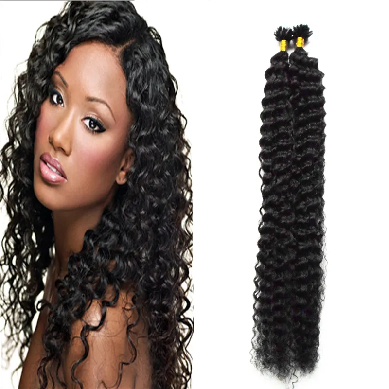 Deep Curly Brazilian Virgin Fusion Kinky Curly Hair Extensions