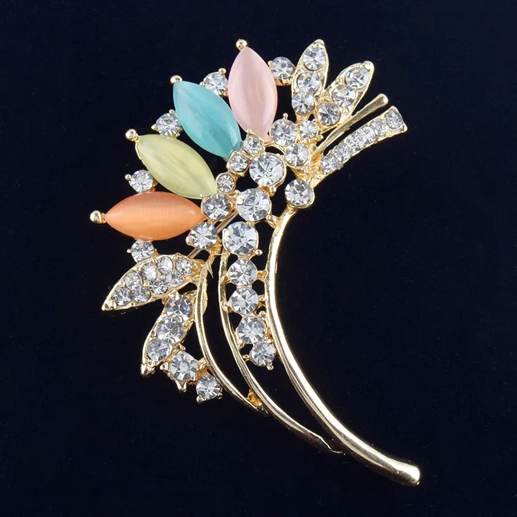 Vintage Rhinestone Brooch Pin Opal Brooches Jewelry wedding corsage for bridal wedding invitation costume party dress pin gift