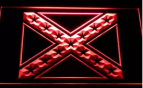 Rebel Confederate Flag ölbar pub LED Neon Sign man grotta