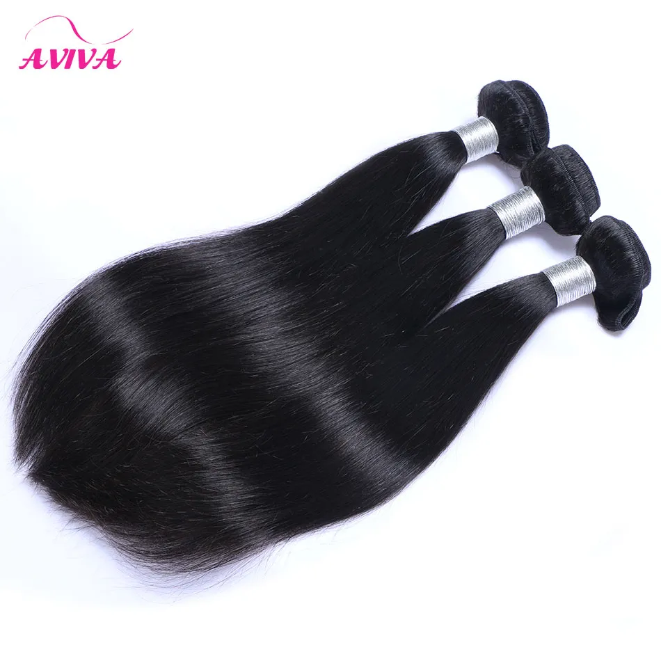 Brazilian Straight Human Hair virgin remy Unprocessed Hair Extensions Bundles Natural Black Color Dyeable Hair Weave