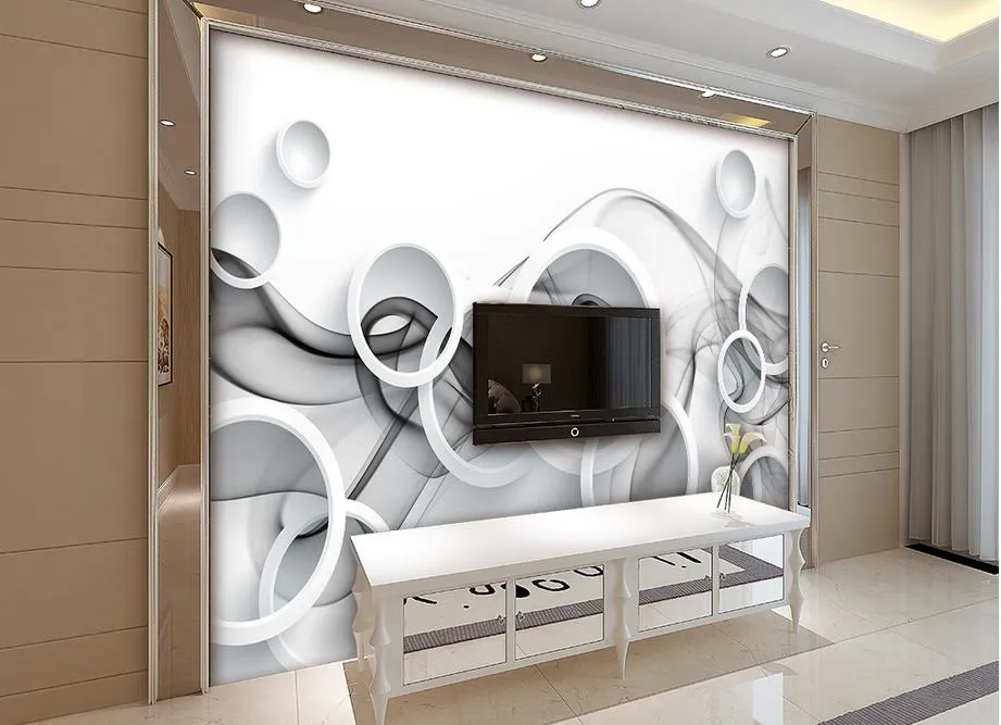 Sonho círculo de fumaça linhas dinâmicas bela pintura decorativa mural 3d papel de parede 3d papéis de parede para tv pano de fundo