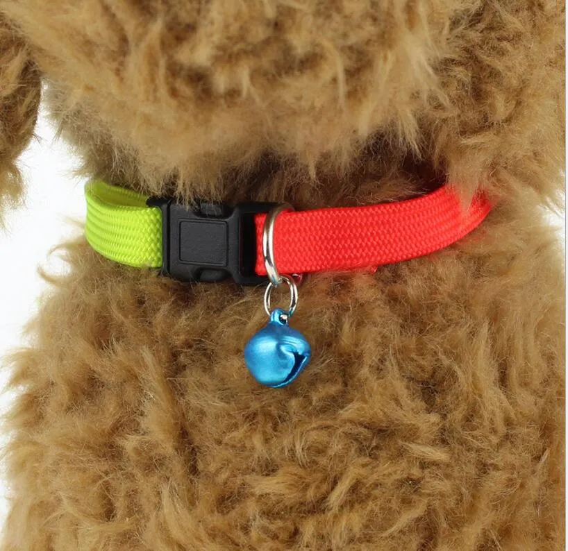 Arco-íris pet dog cat bell collar ajustável coleiras de nylon para cães pequenos cat filhotes de cachorro coleiras de animais de estimação