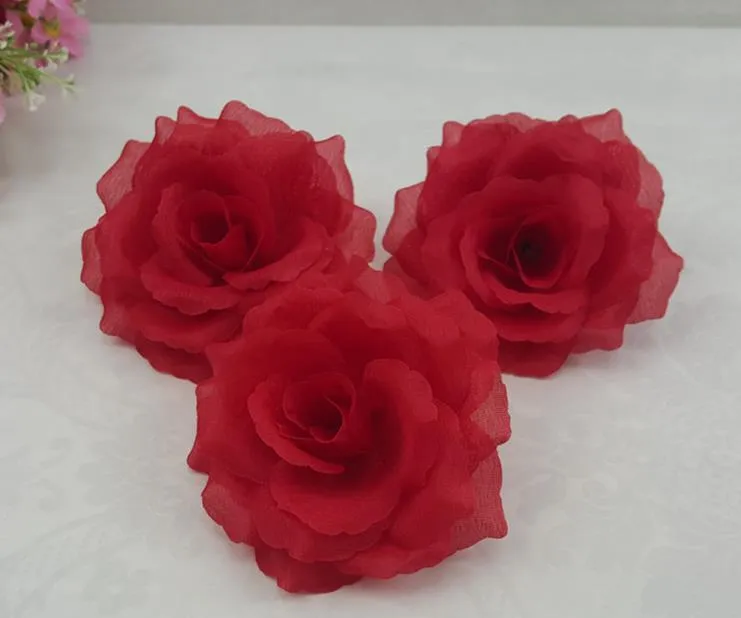 Krem Fildişi 100p Yapay İpek Camellia Gül Şakayık Çiçek Başlı 7--8cm Ev partisi dekorasyon çiçek kafa