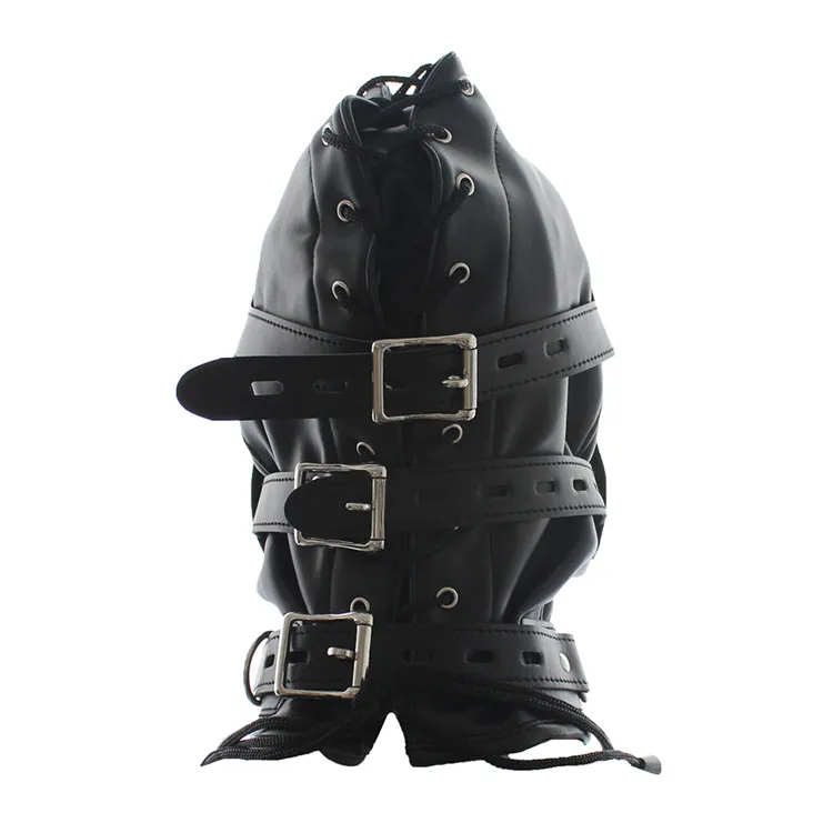 Weiche Leder -Slave -Kopfhaube -Bondage -Ausrüstung Fetisch Maske Abnehmbares Dildo Mund Knebel Brille Fetisch Fantasy BDSM Sex Toys für Paare 5091882