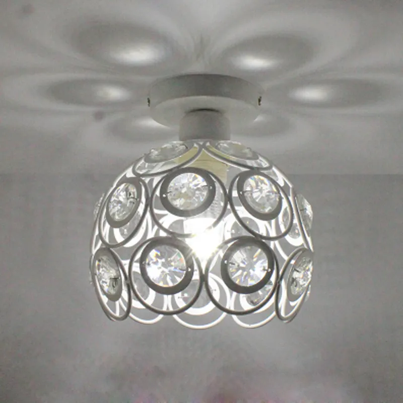 Loft Vintage Style Smidesjärn Högkvalitativ K9 Crystal Taklampa AC85-265V För korridorlampa Balkong Kök LED-lampa