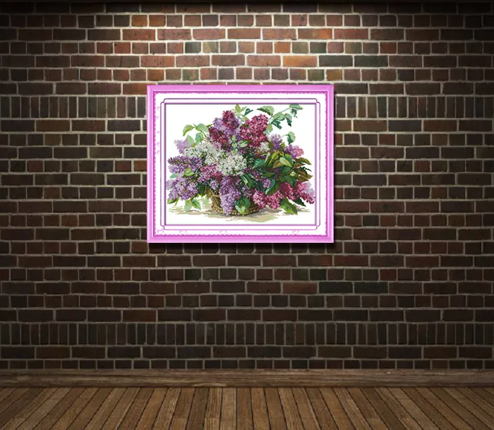 Lilac, Najlepszy Prezent Cross Stitch Zestawy Robótki Zestawy Haftowanie Wzór Drukowane Na Tkaninie DMC 11CT 14CT, Kwiaty House Series Home Decor