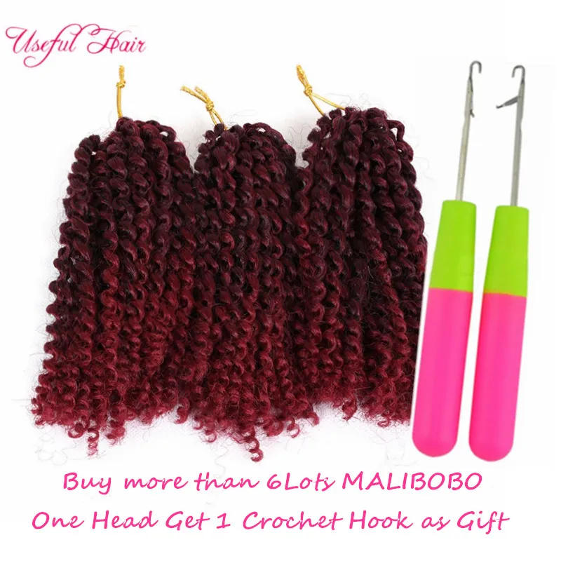 로트 Marlybob 헤어 자메이카 바운스 Ombre 버그 Afro Kinky 곱슬 8inch Mali Bob Hair Extensions 합성 장착 헤어 크로 셰 뜨개질 꼰 훅