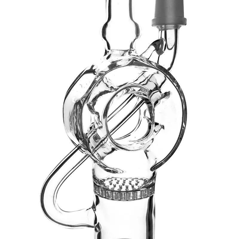 Plate-forme pétrolière en verre scientifique, nid d'abeille de 10mm à Donut Perc Dab, Type de Joint, hauteur de Joint mâle de 14mm, 7 pouces ES-GB-004