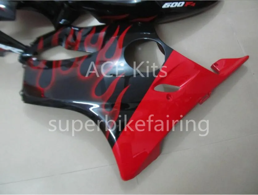 Honda 용 CBR600F4 99 00 CBR 600F4 CBR600 1999 2000 ABS 오토바이 페어링 블랙 레드 화염 AA29