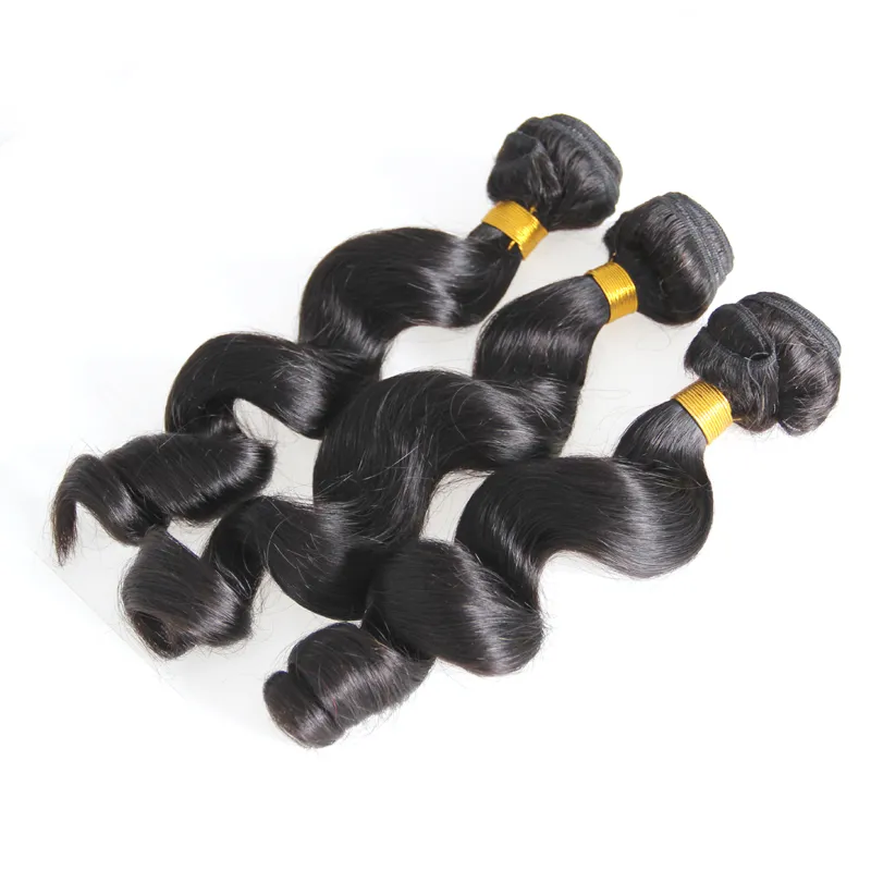 El pelo humano brasileño de la onda suelta del color natural 300g empaqueta 3pcs paquetes del pelo humano