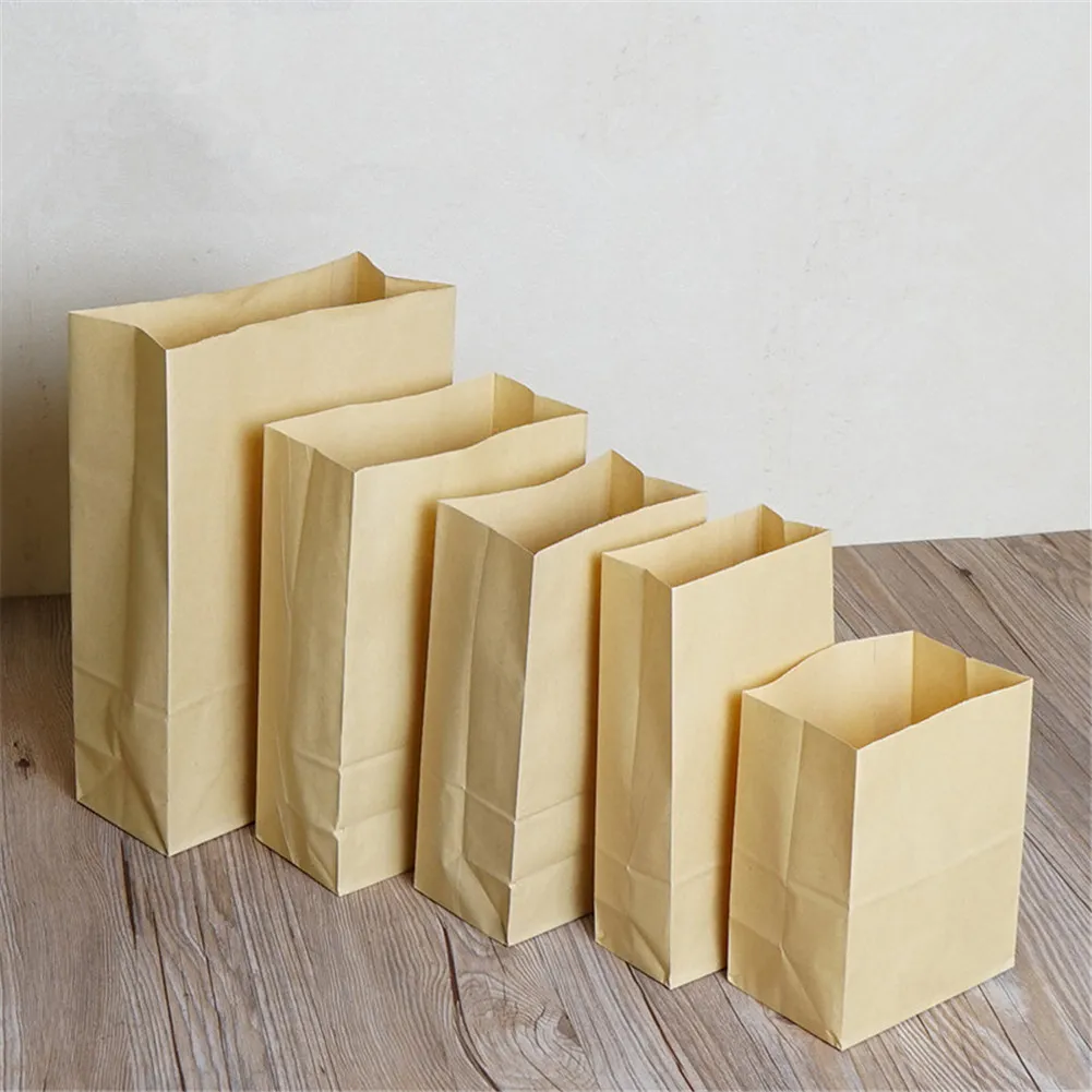 /Open Top Brown Kraft Paper Bag Shopping Package Pouch For Sandwich Food Storage Flat Bottom Gift Toy Craft Packging Bags