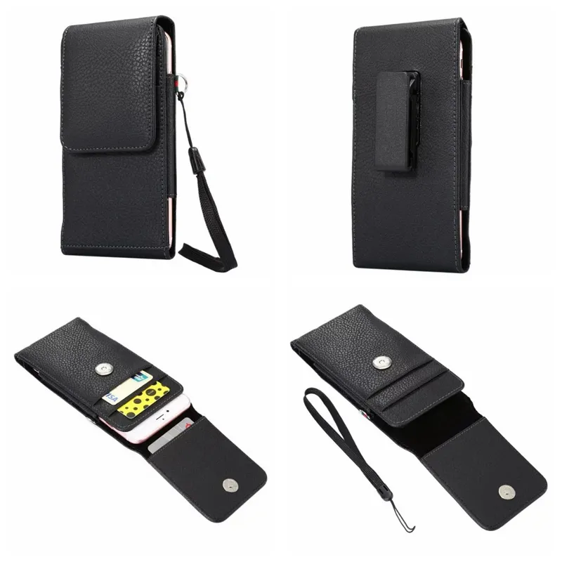 Cell Phone Cases For Iphone 15 14 13 12 11 XR XS MAX X 8 7 6 6S S22 S21 s23 Note 20 Mega 6.3 Universal Black Card Vertical Hip Holster Leather Slot Clip Belt Pouch