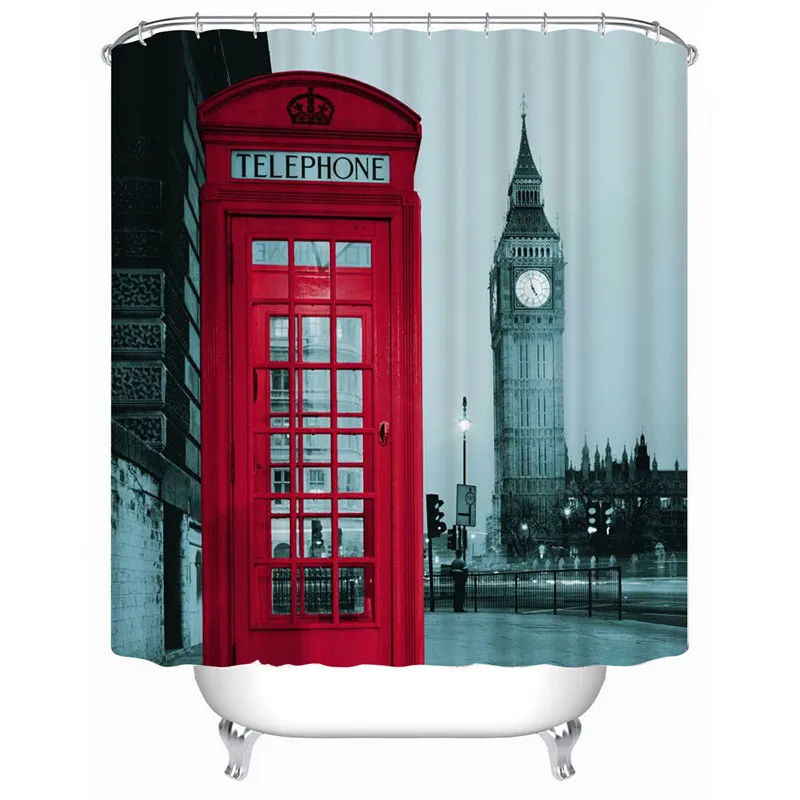 London Big Ben Curtains de douche célèbre City Match Pattern Paris Shower rideau de douche Fashion Polyester Fabric Curtains de salle de bain 180cm8596690