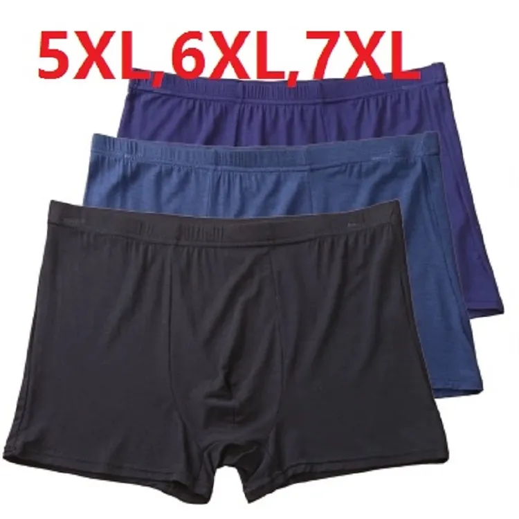 5XL, 6XL, 7XL Boxer calções dos homens Confortáveis ​​dos homens Sólidos Sexy Boxers De Fibra De Bambu 4 pçs / lote Cueca Masculina Frete Grátis