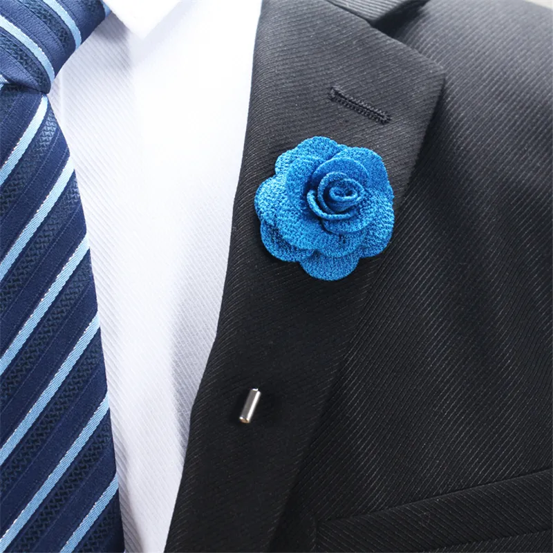 Boyute 22色の手作りのラペルCamellia Flower Pin女性男性Brooch Pin WeddingBoutonniere Fashion Jewelry226B