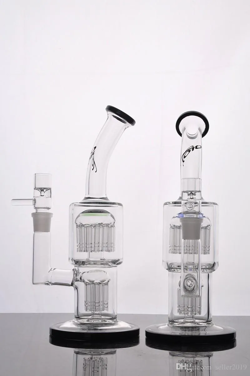 Foto real percolador bong tubos de agua de vidrio bongs de vidrio plataformas petrolíferas recicladoras plataformas petrolíferas de vidrio bong burbujeador toro junta de 18 mm de espesor