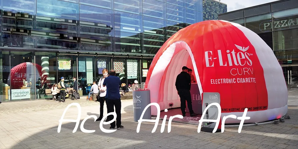 Prodotto per tenda doppia a cupola gonfiabile con supporto aria per la vendita in cantiere con logo personalizzato con una porta