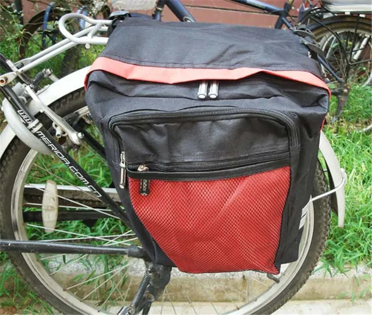 Siyah Bisiklet Bisiklet Eyer Çanta Bisiklet Torbaları PVC ve Naylon Su Geçirmez Çift Yan Arka Raf Tail Koltuk Çantası Pannier Bisiklet Accessorie259y