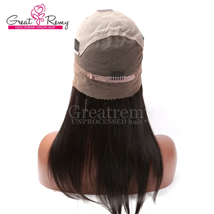 Volle Spitze Gerade Perücken mit Pony Echthaarperücken für schwarze Frauen Keine Lace Front Perücken Brasilianisches Reines Haar Glueless Machine Made Perücke Greatremy