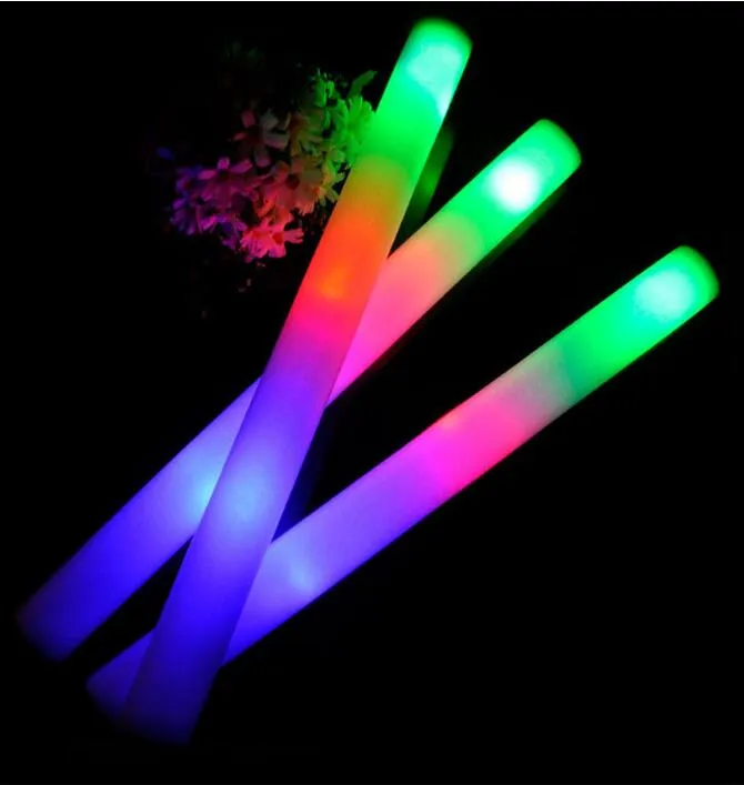 LED 폼 스틱 다채로운 깜박이 배턴 레드 그린 블루 라이트 업 스틱 축제 파티 장식 콘서트 소품