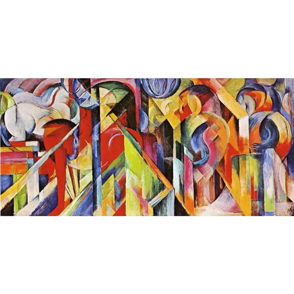 Pintura de arte abstracto Franz Marc, reproducción de ilustraciones, establos, pintura al óleo de animales, lienzo, decoración de pared hecha a mano de alta calidad