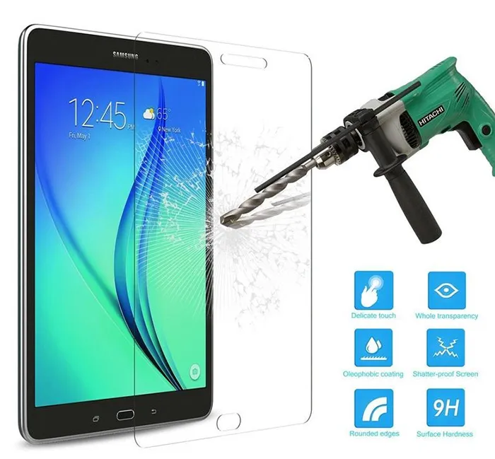 För Samsung Tablet Screen Protector Flim Samsung Galaxy Tab A T350 T550 9.7 Tab4 7 10 Tab E T560 Härdad glasförpackning