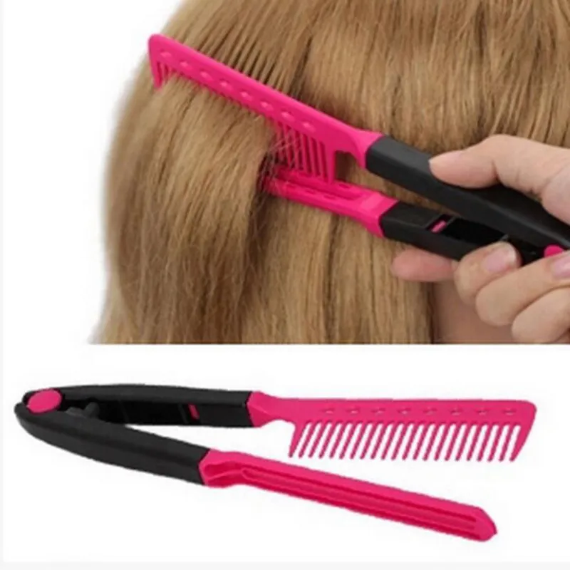 Fashion V Type Hair Straightener Comb DIY Salon Hairdressing Styling Tool Curls Brush Combs Free shipping