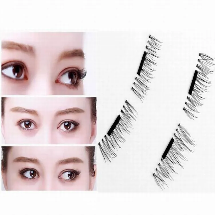 Faux cils magnétiques 3D maquillage naturel extension de cils longs 4 pièces par ensemble