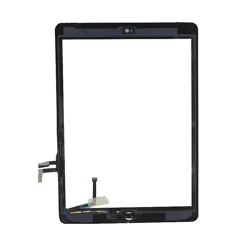 Hoogwaardige touchscreen glazen paneel digitizer met knoppen zelfklevende montage voor iPad Air Free DHL