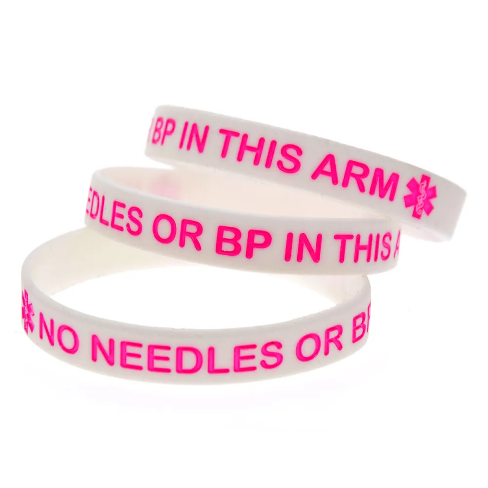 No Needles or BP in This Arm Silicone Wristband Debossed Logo Soft And Flexible Adult Size 