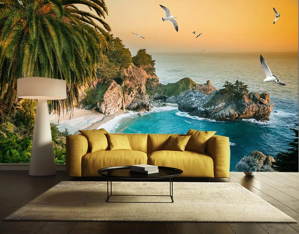 Foto Personalizza dimensioni Fantastica bellezza bellissima vista mare scenario scenario TV decorazione pareti pittura