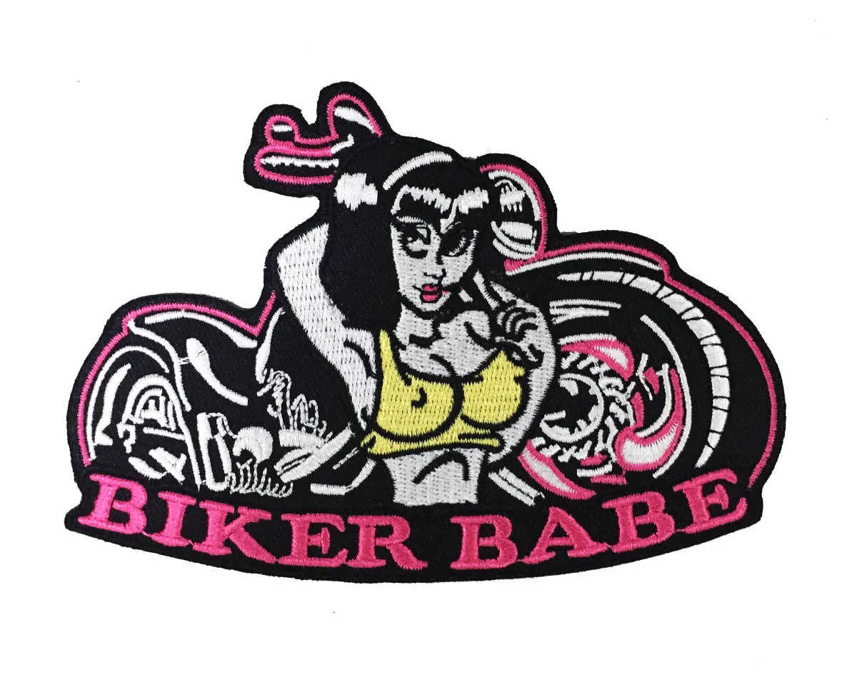 New Biker Babe Motorcycle Ladies Motorcycle Rocker Club MC Front Jacket Vest Embroidered Iron On Sew On Patches 5 Inch Free ship