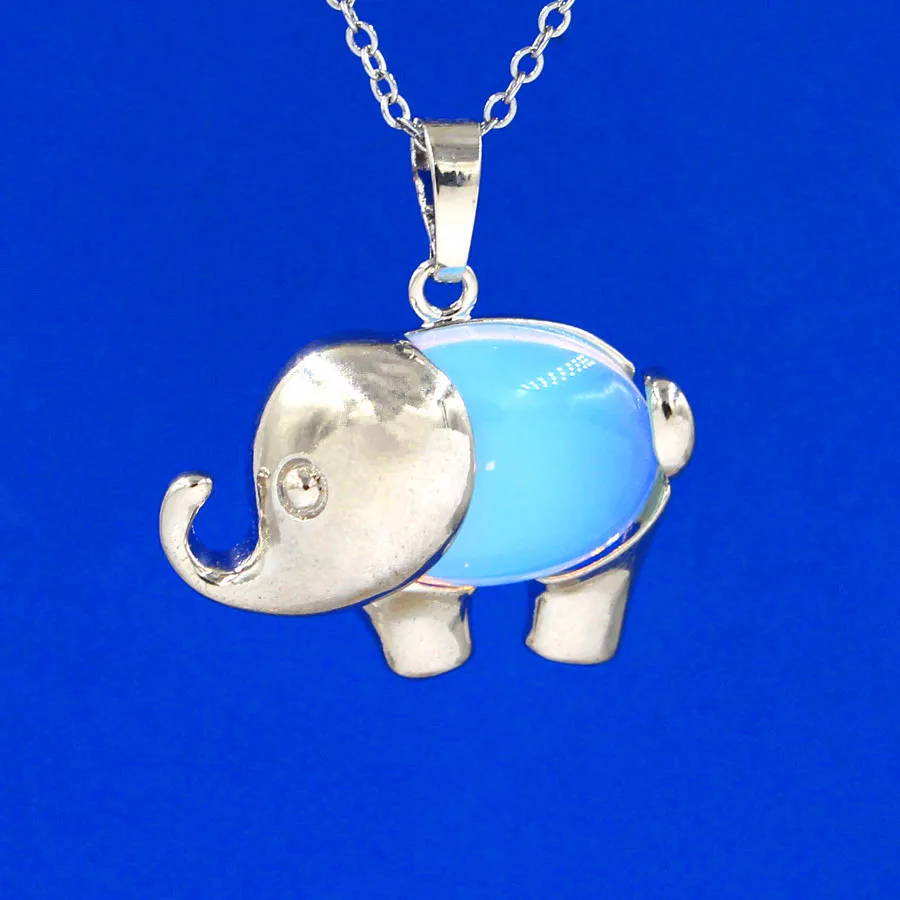 Elephant Hangers Ketting Ketting Natuurlijke Gem Stone Crystal Pendant Lapis Lazuli Opal enz. Pendulum Charms Reiki Sieraden