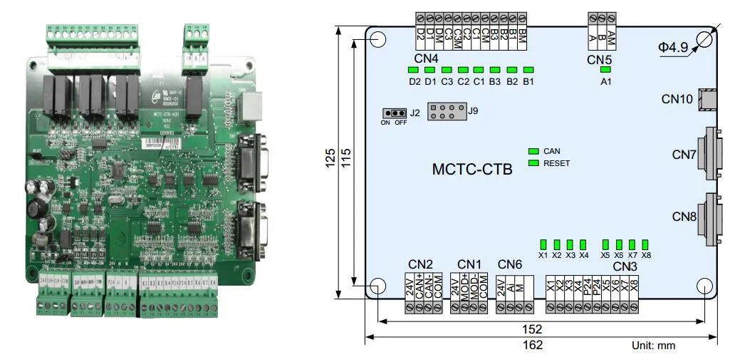 Hissdelar Monark Toppbilstyrningskortsmodell: MCTC-CTB-A B / Cabin Communication Board