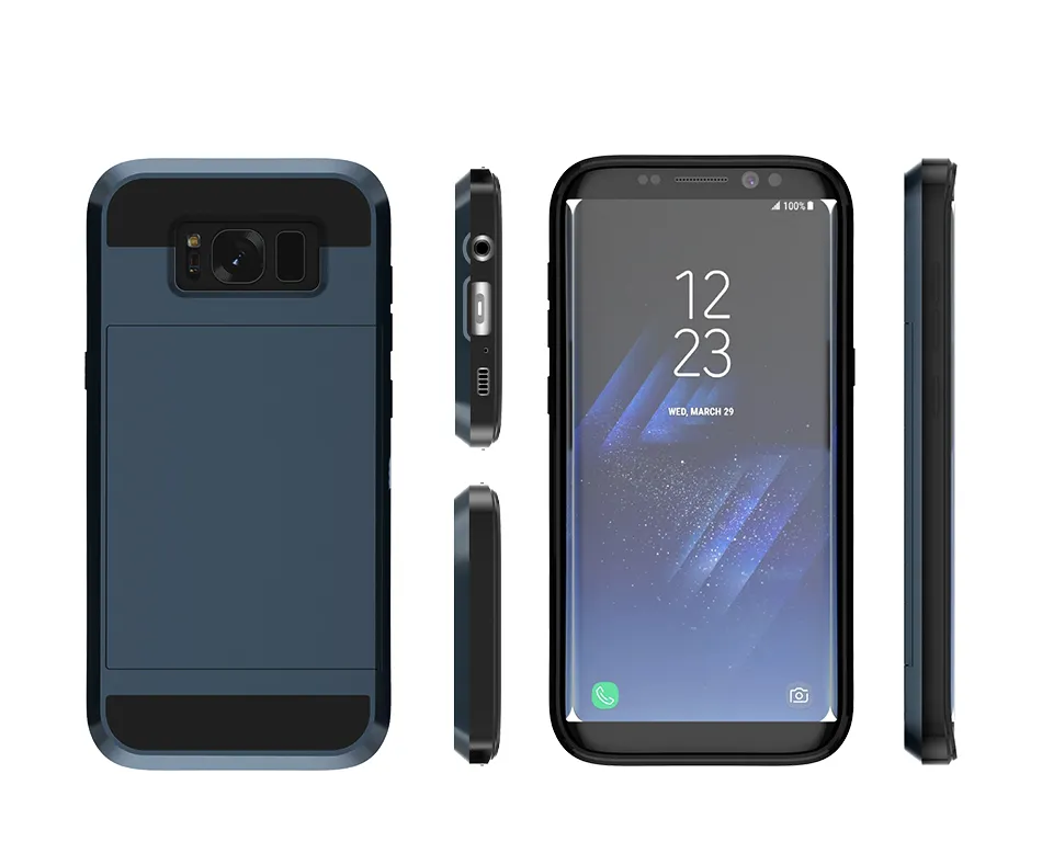 Samsung Galaxy S8 Phone Coque Coqueのためのインナーカードスロットのための1鎧ケースの2