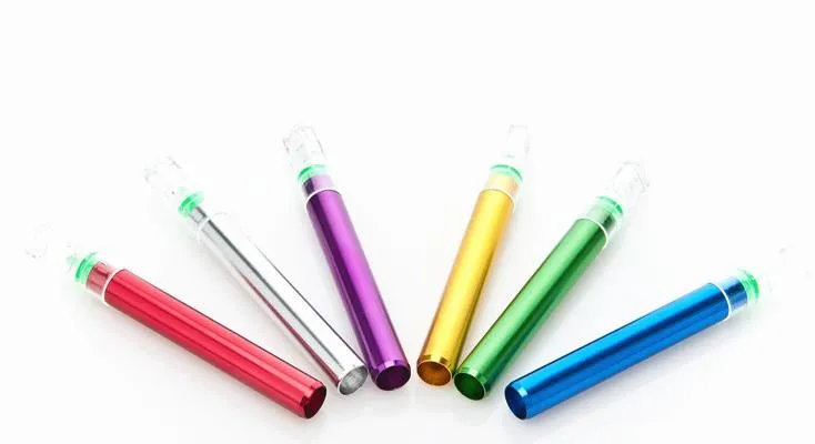 Wholesale small smoke rod pipe Cigarette Holder Creative Filter Tobacco Pipe Glass Smoking Pipe Metal Aluminum, color random