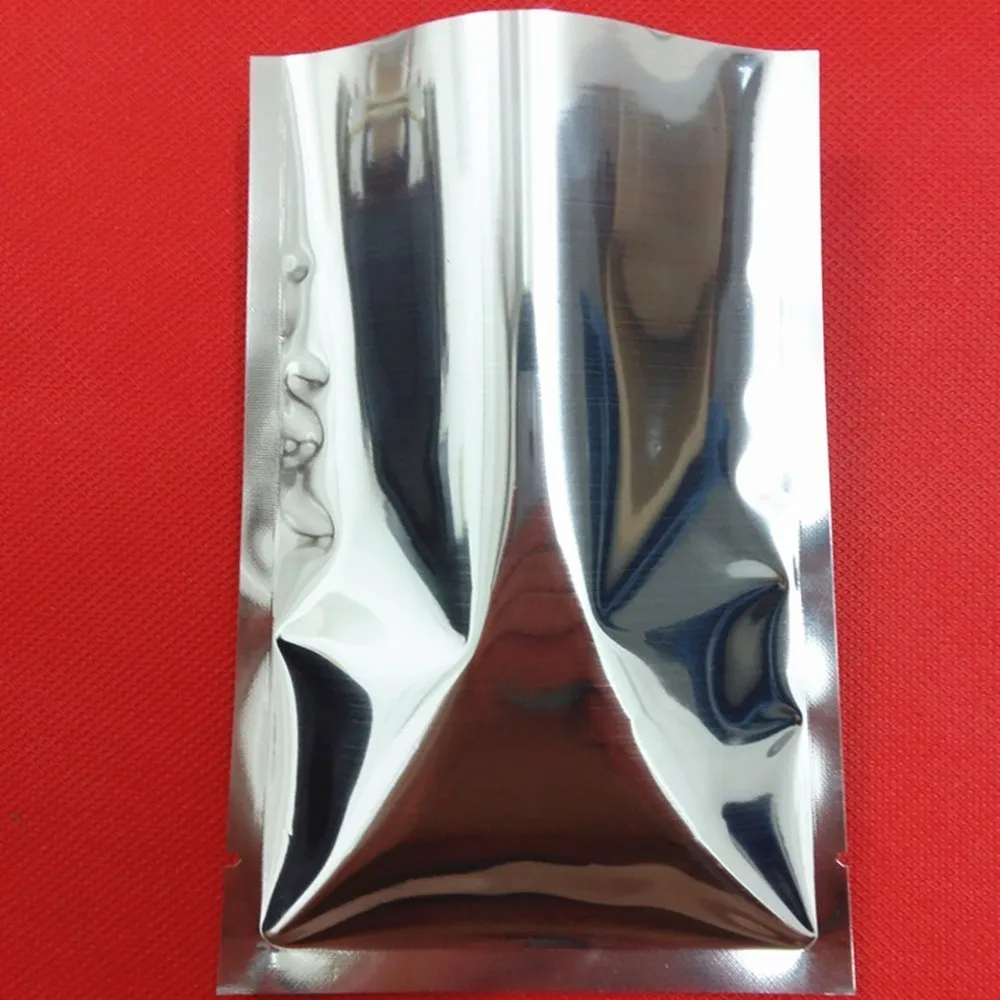 500 Teile/los Oben Offene Silber Aluminiumfolie Beutel Heißsiegel Vakuumbeutel Beutel Getrocknete Lebensmittel Kaffeepulver Lagerung Mylar Folie Paket Pack Taschen