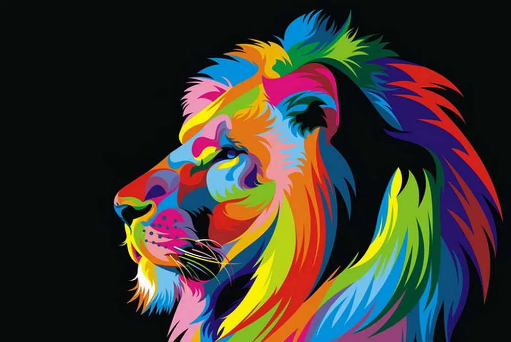 Livraison gratuite! Peintures à l'huile Toile Abstraite Lion Coloré Animaux Mur Art Décor À La Maison Photos Mur Photos Pour Salon