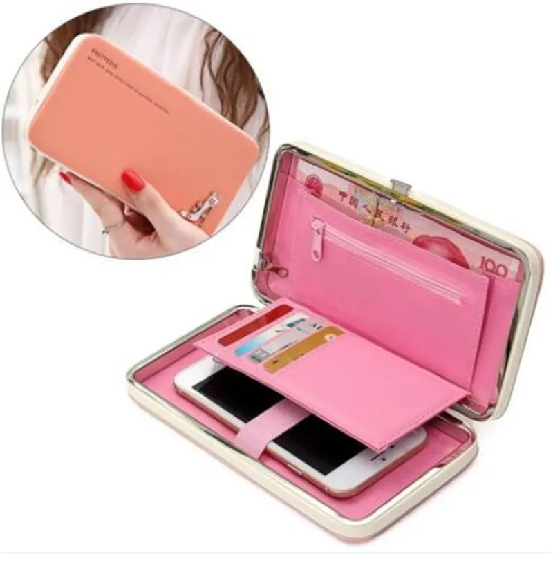 Cute Women hand bag colorful Wallet Long Purse Phone Card Holder Clutch Large Capacity cellphone holder case with card slot for credit card