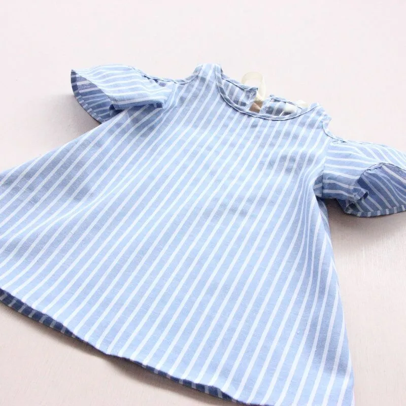 Sommarstil bomullsflickor klänning baby flicka casual striped klänningar för tjejer barnkläder Vestidos infantis toddler tjej kläder