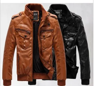 New Men's leather jacket coat thickness and velvet man leather male cultivate one's morality locomotive coat/large wholesale