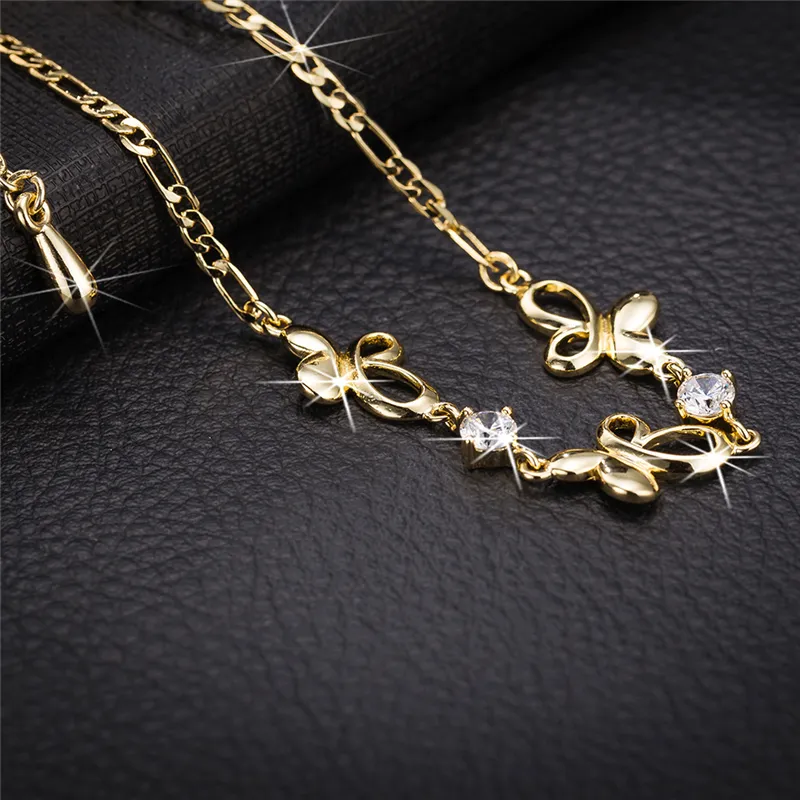 Anti-allergique Real 18K Yellow Gold Plate Clear Cz Cz Butterfly Chevales pour filles Femmes For Wedding Party Beau cadeau