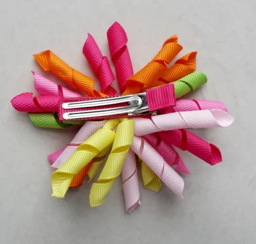 baby girls 3inch rainbow curlers Corker flowers bows hair clip hair ties korker ribbon hair bobbles elastic rope PD0078547337