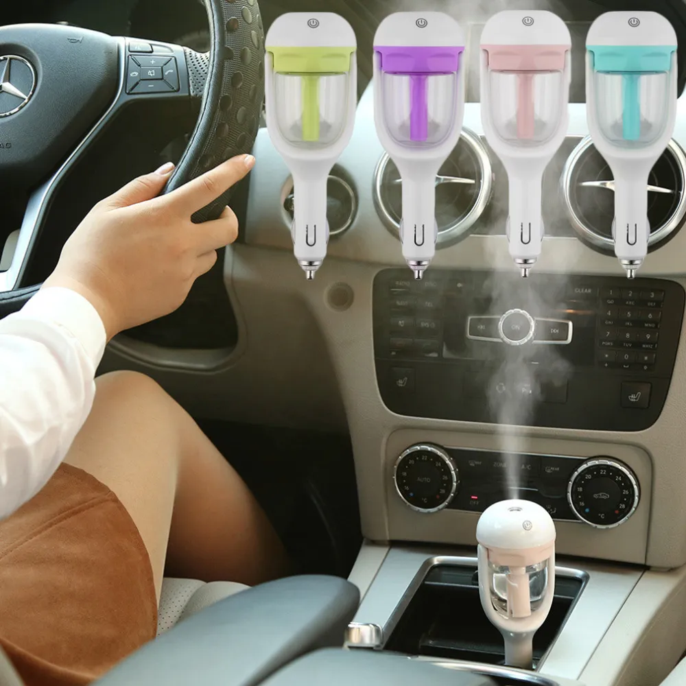 Mini Przenośny samochód używać nawilżacz powietrza ultradźwiękowy Essential Air Atomizer Dyfuzor Falowy Filtr powietrza Mist Maker Car Charger