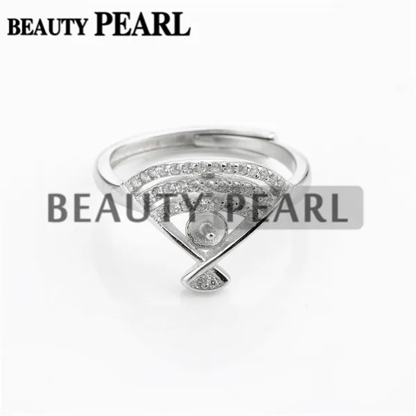 Fanshaped Ring Pearl Instellingen 925 Sterling Silver Cubic Zirconia Semi Montage DIY Sieraden Maken 5 Stuks