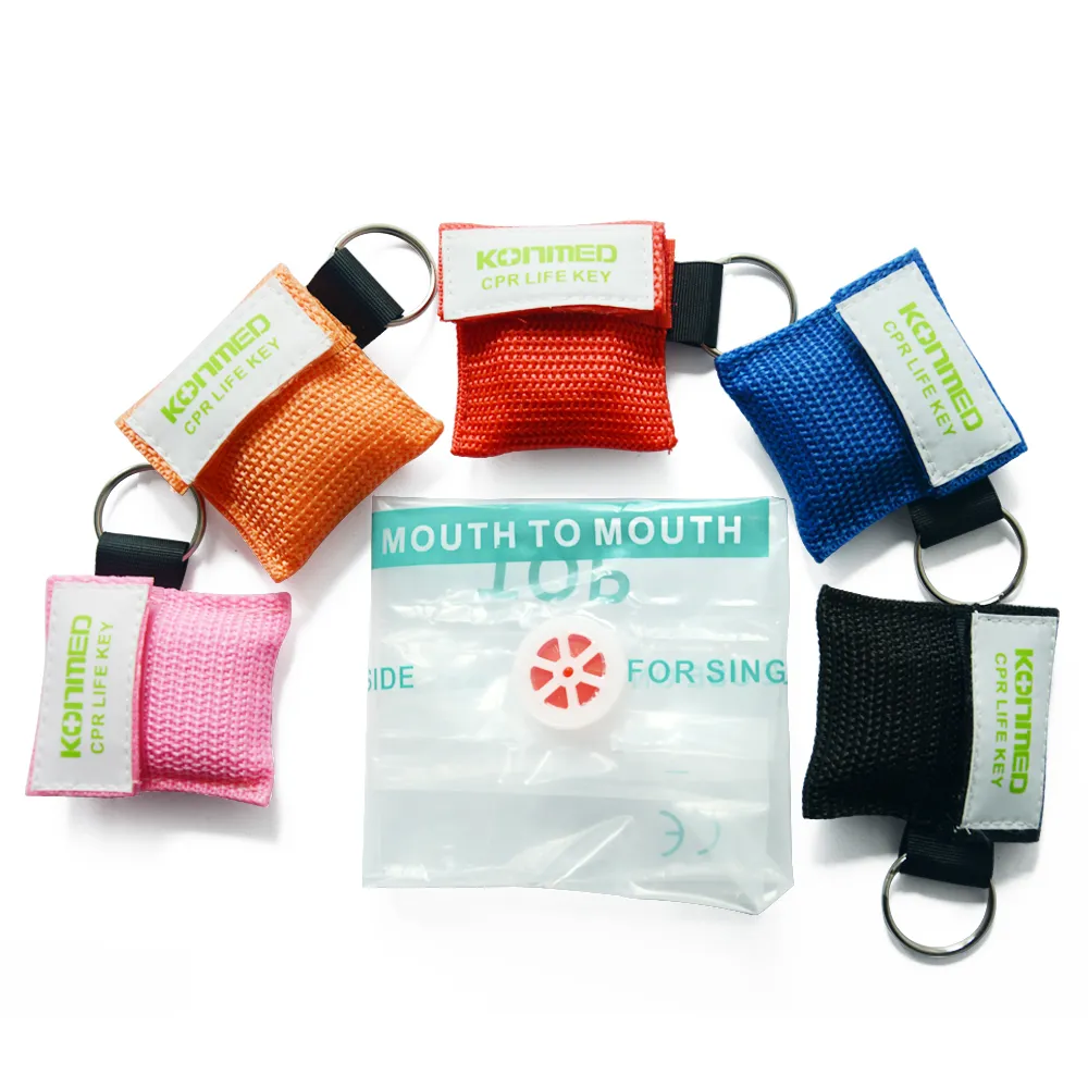 CPR Mask Key Chain Kit 20 pack - حاجز التنفس في اتجاه واحد للصمام والوجه في اتجاه واحد لإنقاذ الإسعافات الأولية أو تدريب AED