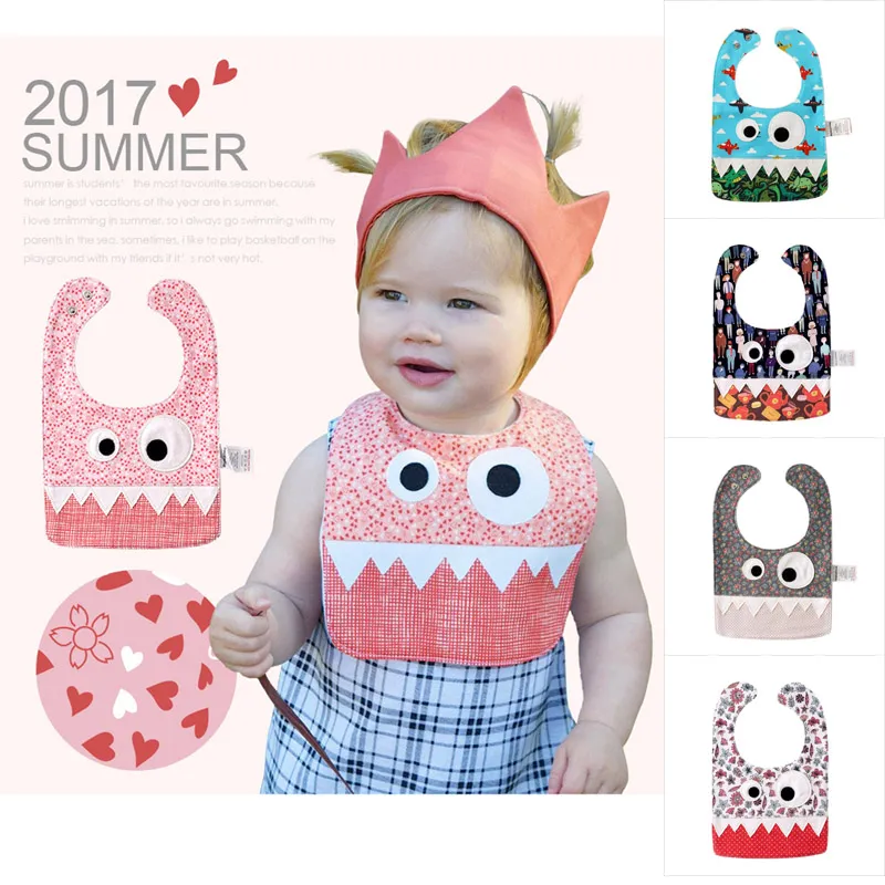 2017 Babys In Bibs Burp Cloths Little Monsters Cartoon Saliv Handduk Baby Bomull Saliv Baby Bib Barn Baby Bib Gratis Sgipping